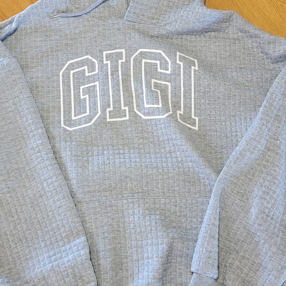 GIGI Gray Waffle Knit Hoodie
